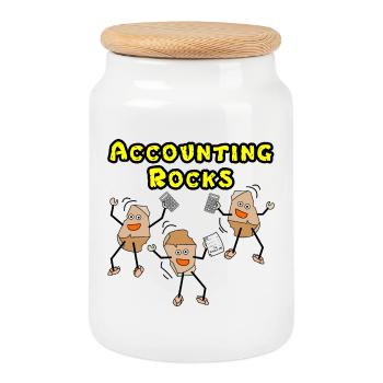 Accounting Rocks - Cookie Jar with Wooden Lid - white - Front