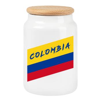 Colombia National Flag / Gift Flag Bogota - Cookie Jar with Wooden Lid - white - Front