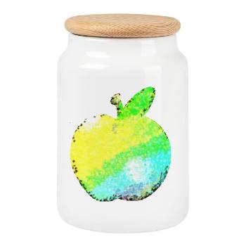 Apple - Cookie Jar with Wooden Lid - white - Front