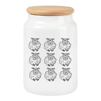 Troupeau de moutons drôle I moutons I moutons I cadeau - Boîte à biscuits avec couvercle en bois - blanc - Devant