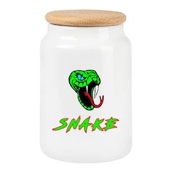 Schlange Tier Geschenk Kobra Boa Mamba Reptil - Keksdose mit Holzdeckel - Weiß - Vorne