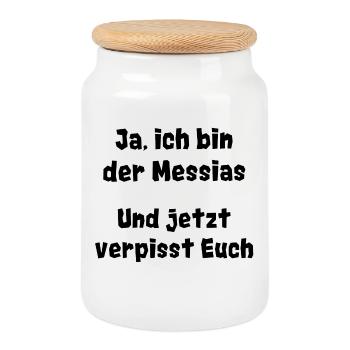 Messiah - Cookie Jar with Wooden Lid - white - Front