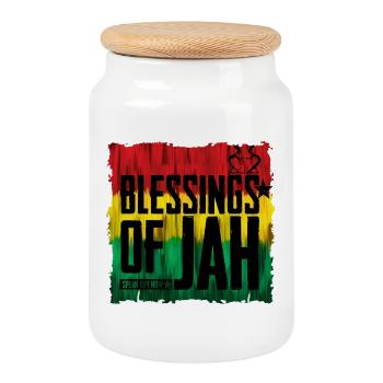 Bénédiction des JAH aux couleurs du reggae - Boîte à biscuits avec couvercle en bois - blanc - Devant