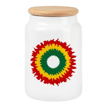 Vibrante Rastamuster mit Feuer-Effekt - Keksdose mit Holzdeckel - Weiß - Vorne
