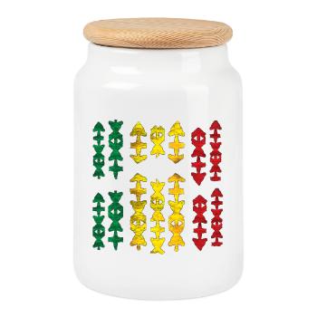 Motifs tribaux indigènes Reggae - Boîte à biscuits avec couvercle en bois - blanc - Devant
