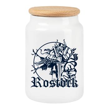 Rostock - Cookie Jar with Wooden Lid - white - Front