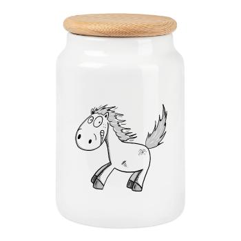 Does not drive I Funny Horse Comic Gift - Cookie Jar with Wooden Lid - white - Front