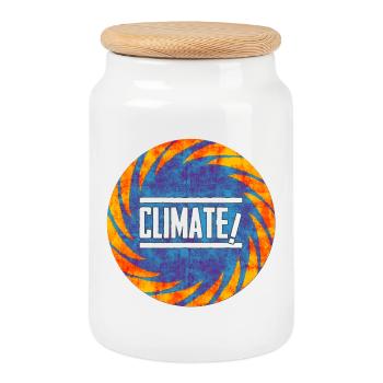 Climate Change Protest Design - Cookie Jar with Wooden Lid - white - Front