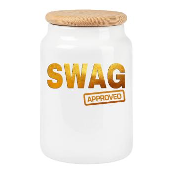 Conception de typographie rétro audacieuse - Boîte à biscuits avec couvercle en bois - blanc - Devant