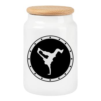 Hip Hop - Boîte à biscuits avec couvercle en bois - blanc - Devant