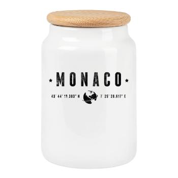 Monaco Coordonnées Géographiques Stylisées - Boîte à biscuits avec couvercle en bois - blanc - Devant