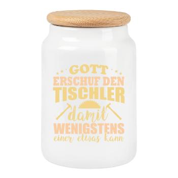Gott erschuf den Tischler einer der was kann - Keksdose mit Holzdeckel - Weiß - Vorne