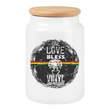 One Love Reggae - Boîte à biscuits avec couvercle en bois - blanc - Devant