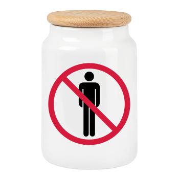 forbidden sign no people zone area pictogr - Cookie Jar with Wooden Lid - white - Front