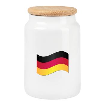 German Flag - Cookie Jar with Wooden Lid - white - Front