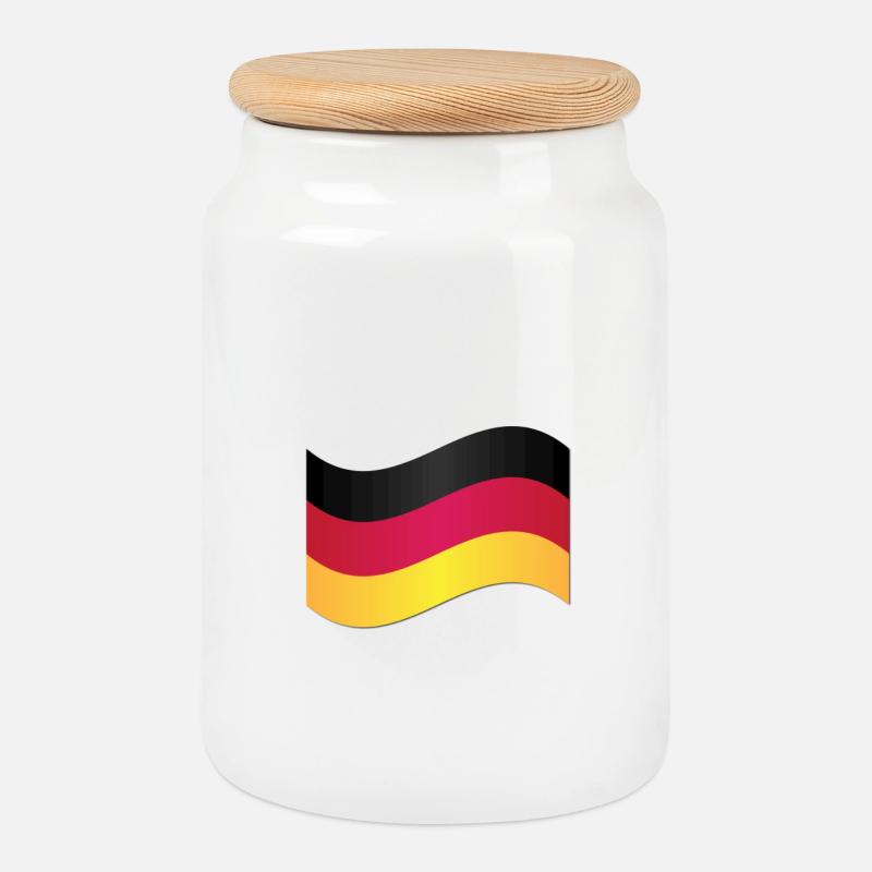 Deutsche Flagge - Keksdose mit Holzdeckel - Weiß