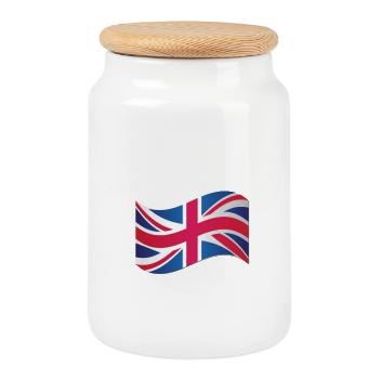 Illustration du drapeau de l’Union Jack - Boîte à biscuits avec couvercle en bois - blanc - Devant