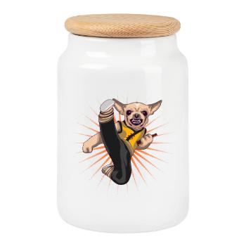 Chihuahua - Keksdose mit Holzdeckel - Weiß - Vorne