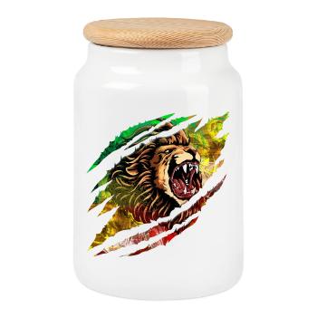 Lion Storm Color Explosion - Cookie Jar with Wooden Lid - white - Front
