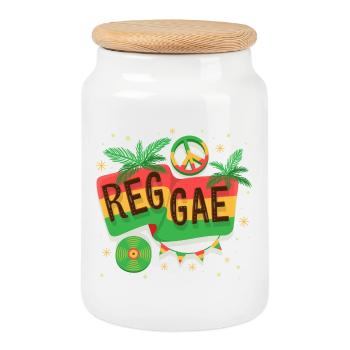 Ambiance arc-en-ciel du drapeau reggae - Boîte à biscuits avec couvercle en bois - blanc - Devant
