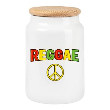 Reggae Peace Farbenspiel Design - Keksdose mit Holzdeckel - Weiß - Vorne