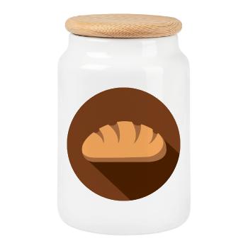 Brot Logo Bäckerei Symbol Illustration Grafik icon - Keksdose mit Holzdeckel - Weiß - Vorne