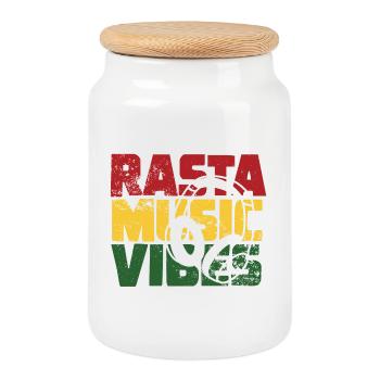 RASTA MUSIC VIBES - Cookie Jar with Wooden Lid - white - Front