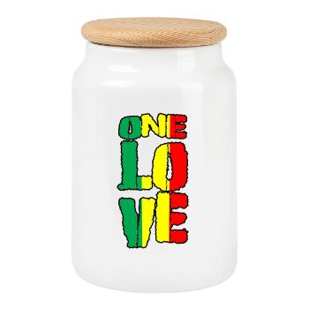 One Love Pan-Afrikan Flag - Cookie Jar with Wooden Lid - white - Front