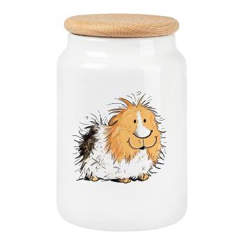 Knuddeliges Meerschweinchen I Meerwutzchen Comic - Keksdose mit Holzdeckel - Weiß - Vorne