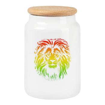 Lion Rainbow Underground Sound - Boîte à biscuits avec couvercle en bois - blanc - Devant