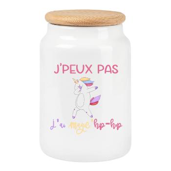 I can't I magic'hip-hop - Cookie Jar with Wooden Lid - white - Front