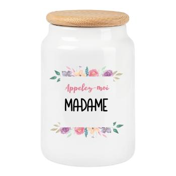 Design floral message personnalisable jeune mariée - Boîte à biscuits avec couvercle en bois - blanc - Devant