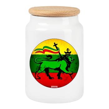 Lion Judah Reggae Flag - Boîte à biscuits avec couvercle en bois - blanc - Devant