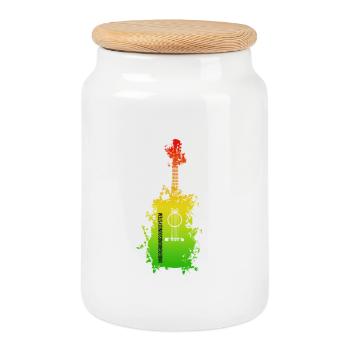 Guitare Rainbow Splatter - Boîte à biscuits avec couvercle en bois - blanc - Devant