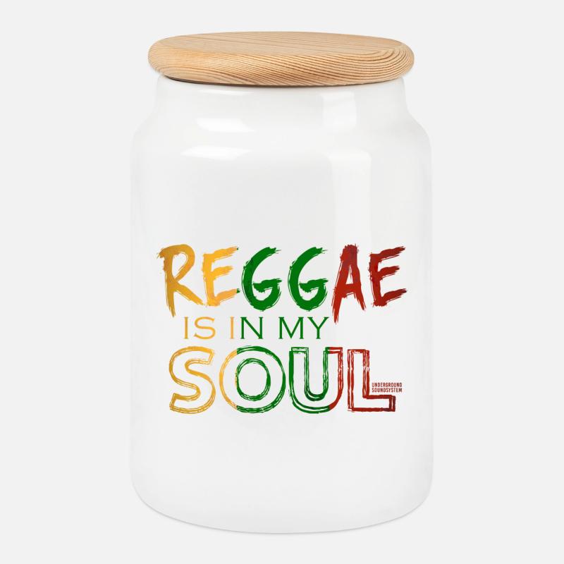Reggae Seele in bunten Farben - Keksdose mit Holzdeckel - Weiß