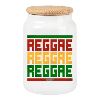 Reggae Font Block Graphic - Cookie Jar with Wooden Lid - white - Front