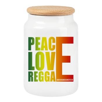 Peace Love Reggae Gradient - Cookie Jar with Wooden Lid - white - Front