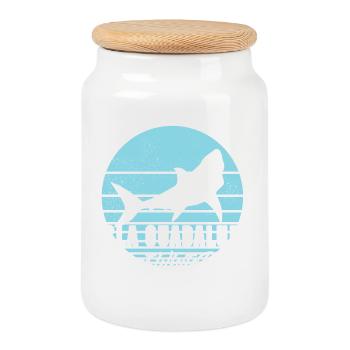 Isla Guadalupe Great White Shark Dives - Cookie Jar with Wooden Lid - white - Front