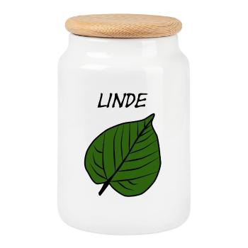 Motif de feuille verte nature design - Boîte à biscuits avec couvercle en bois - blanc - Devant