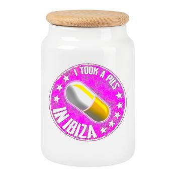 Humorvolle Pillen-Affirmation im Retro-Stil - Keksdose mit Holzdeckel - Weiß - Vorne