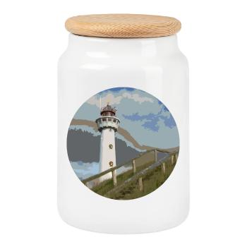 leuchtturm - Boîte à biscuits avec couvercle en bois - blanc - Devant