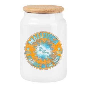 Lézard dans la conception du mandala - Boîte à biscuits avec couvercle en bois - blanc - Devant