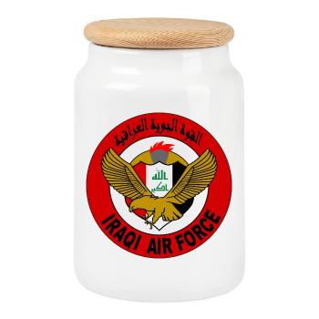 Irak Luftwaffe Irakische Luftwaffe Fliegerabzeichen - Keksdose mit Holzdeckel - Weiß - Vorne