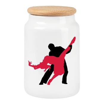 la danse de salon - Boîte à biscuits avec couvercle en bois - blanc - Devant
