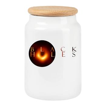 black holes - Cookie Jar with Wooden Lid - white - Front