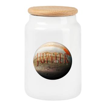 Jupiter - Cookie Jar with Wooden Lid - white - Front