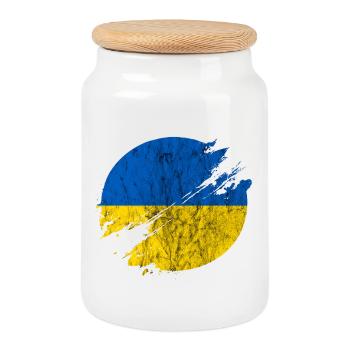 Ukraine Kreis verschwommen Vintage / Geschenk - Keksdose mit Holzdeckel - Weiß - Vorne