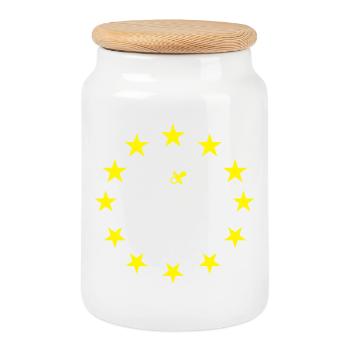 eu made in Europa Baby Geburt stolz sterne wahl de - Keksdose mit Holzdeckel - Weiß - Vorne