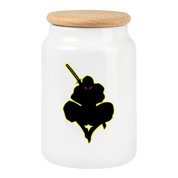 Dark Ninja Warrior Ninja Shadow Ninja Lover - Cookie Jar with Wooden Lid - white - Front