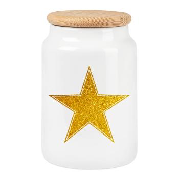 Étoile étoile étoile étoile - Boîte à biscuits avec couvercle en bois - blanc - Devant